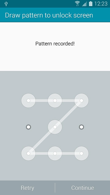 Press Continue.Repeat the selected phone lock code to confirm.