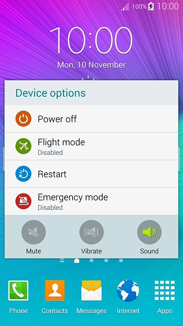 Press Flight mode to turn the function on or off.