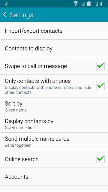 Press Import/export contacts.