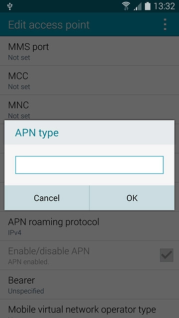 Key in default and press OK.