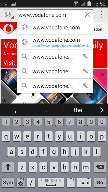 Key in the address of the required web page and press Go.