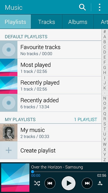 Press the required category.Go to the required audio file or playlist.