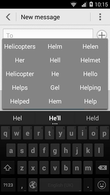 Press the required word to insert it.