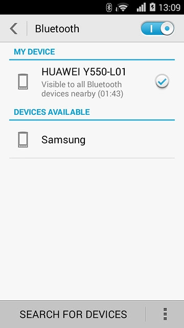 Your phone now searches for devices and after a moment, a list of Bluetooth devices within range is displayed.Press the required Bluetooth device.Follow the instructions on the display to pair the Bluetooth device with your phone.The new device is displayed on the list of paired devices.