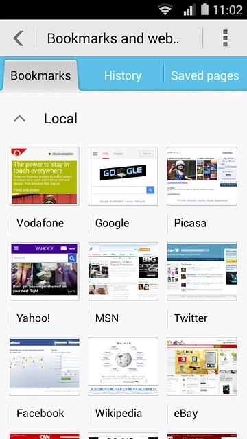 Press the required bookmark.