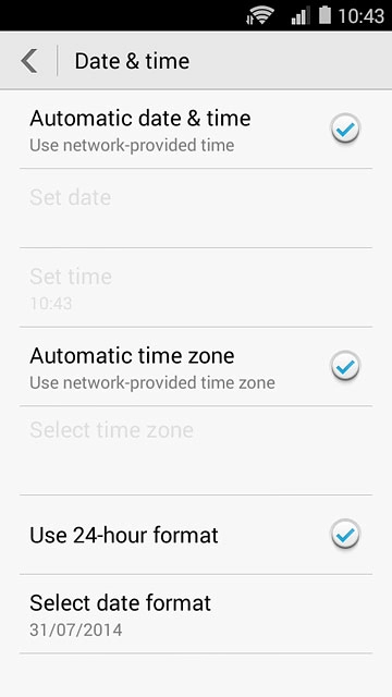 Press Automatic time zone until the function is turned on.