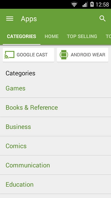 Press CATEGORIES.Go to the required category.