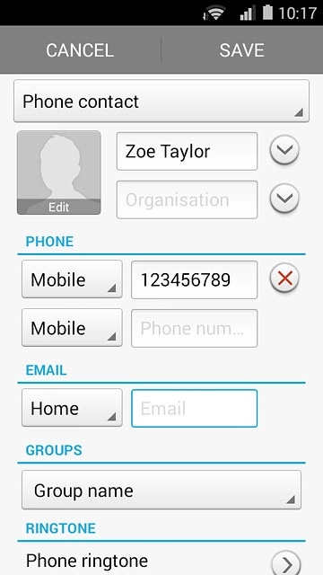 Press Email and key in the required email address.