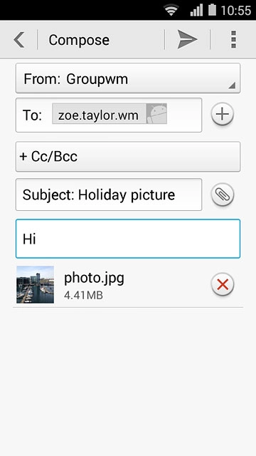 Press the send icon when you've finished your email message.