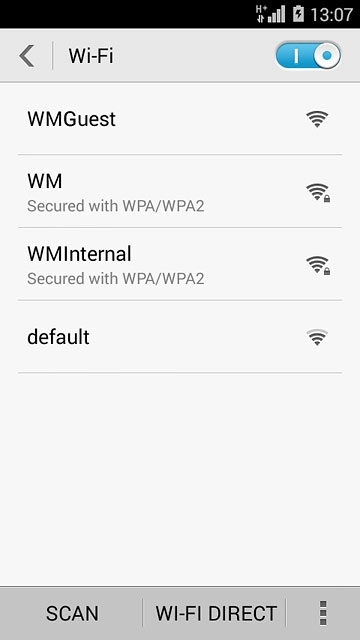 A list of Wi-Fi networks within range is displayed.Press the required Wi-Fi network.