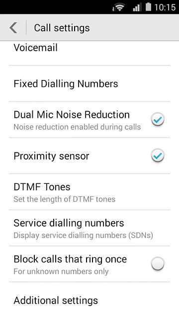Press Additional settings.After a moment the current settings are displayed.