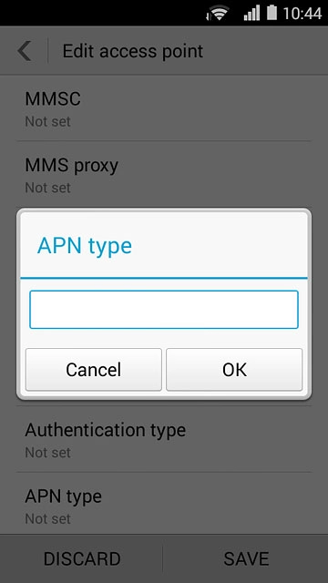 Key in default and press OK.