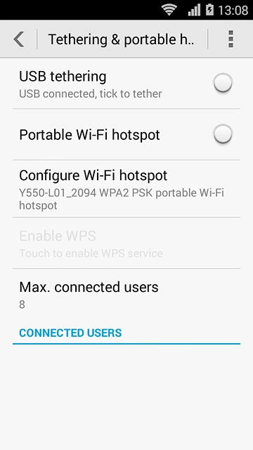 Press Configure Wi-Fi hotspot.