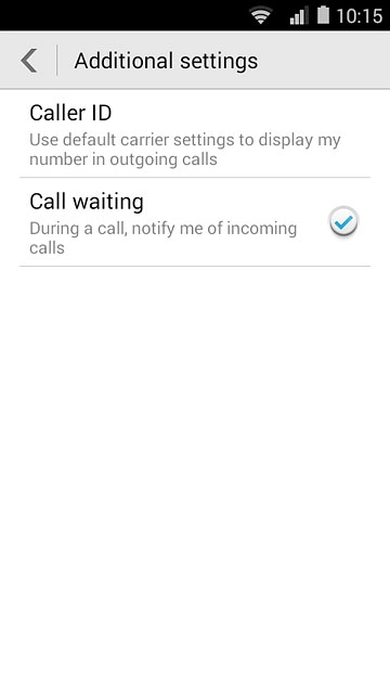 The current settings are displayed.Press Call waiting to turn the function on or off.