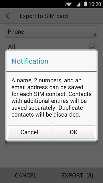 Press OK to confirm.