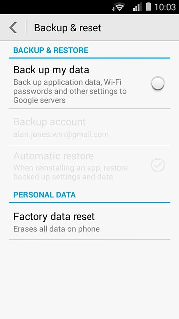 Press Factory data reset.