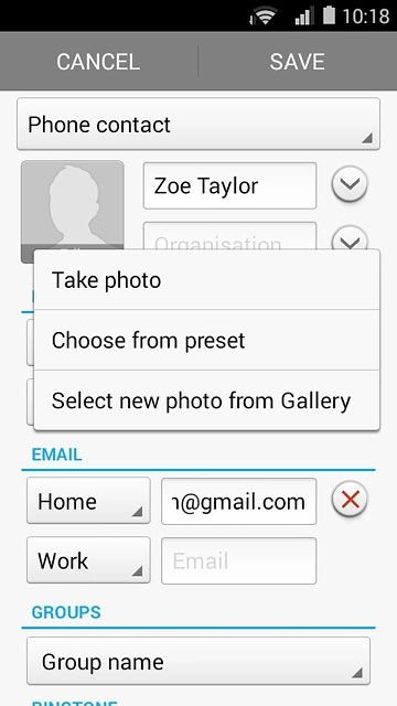 To assign an existing picture:Press Select new photo from Gallery.