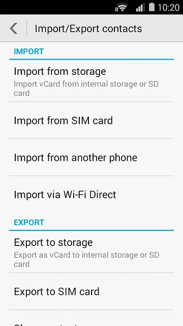 Press Export to SIM card.
