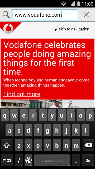 Key in the address of the required web page and press Go.