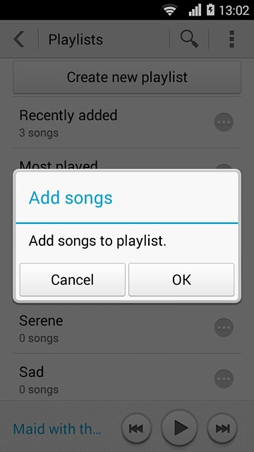 Press OK.Go to the required audio file.
