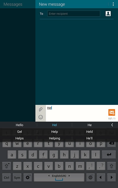 Press the required word to insert it.