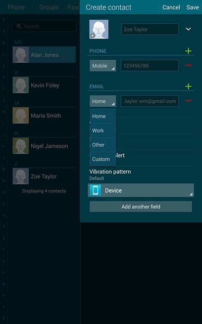 Press the required email type.