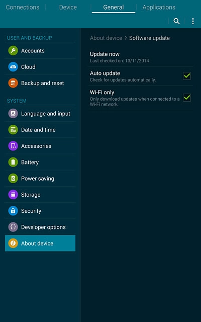 Press Update now.If a new software version is available, it's displayed.Follow the instructions on the display to update your tablet's software.