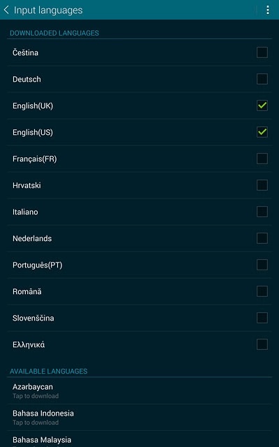 Press the required language to add it.