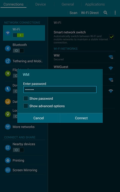 Follow the instructions on the display to select security settings, if required.Press Connect.