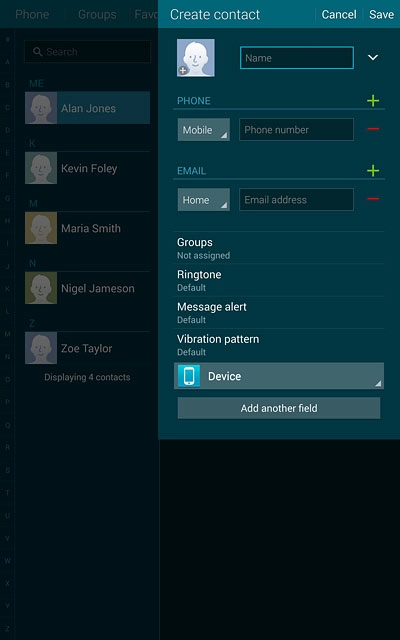 Press Name and key in the required name.