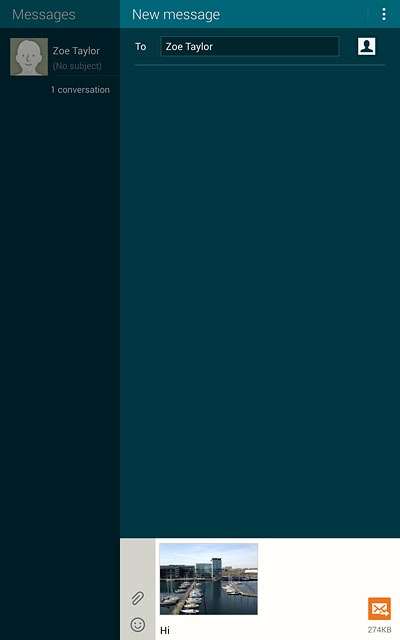 Press the send icon when you've finished your picture message.