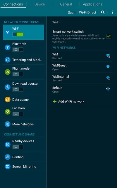 A list of Wi-Fi networks within range is displayed.Press the required Wi-Fi network.