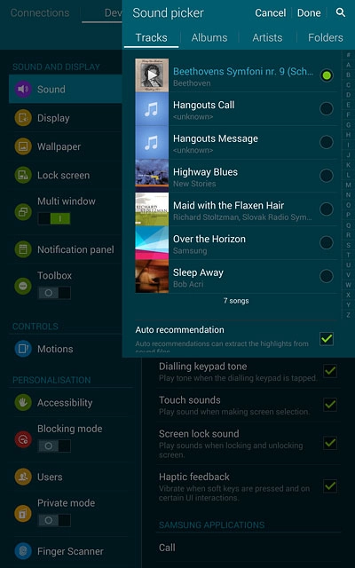 Once you've found a ring tone you like, press Done.
