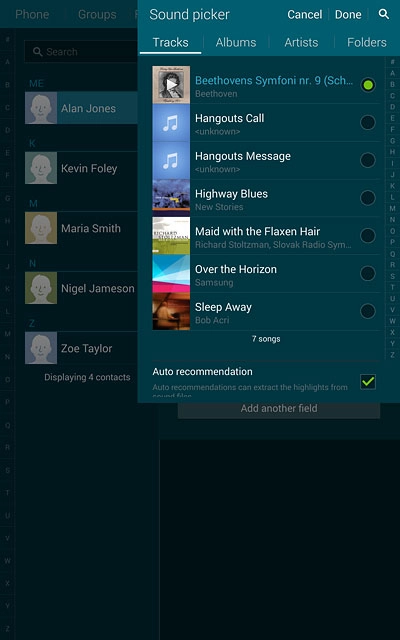 Once you've found a ring tone you like, press Done.