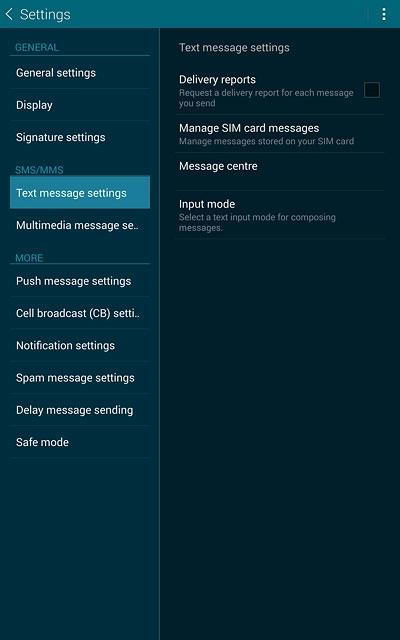 Press Text message settings.