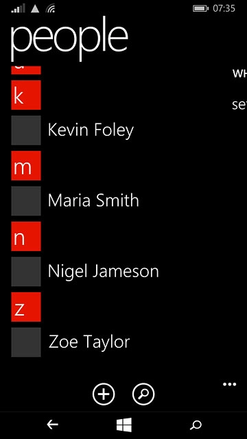 Press the required contact.The contact details are displayed.