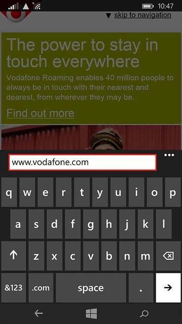 Key in the address of the required web page and press arrow right.