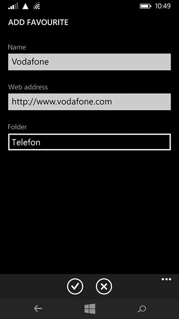 Edit the name of the bookmark and press the confirm icon.