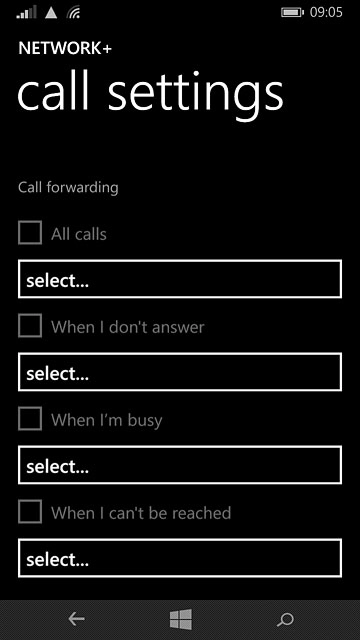 The current settings are displayed.Press the field below one of the following options: