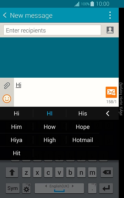 Press the required word to insert it.