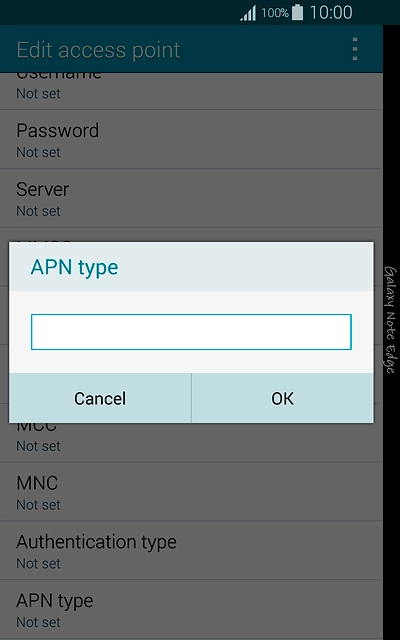 Key in default and press OK.