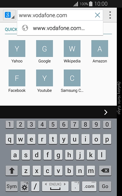 Key in the address of the required web page and press Go.