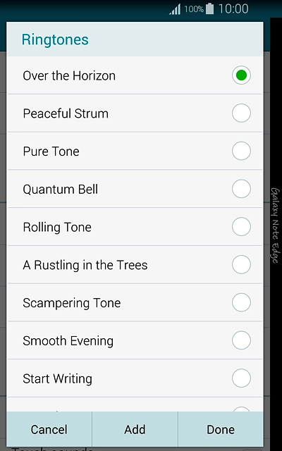 To use one of your phone's default ring tones:Press the different ring tones to listen to them.