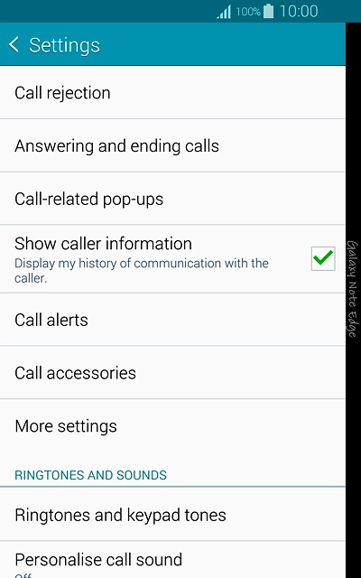 Press More settings.After a moment the current settings are displayed.