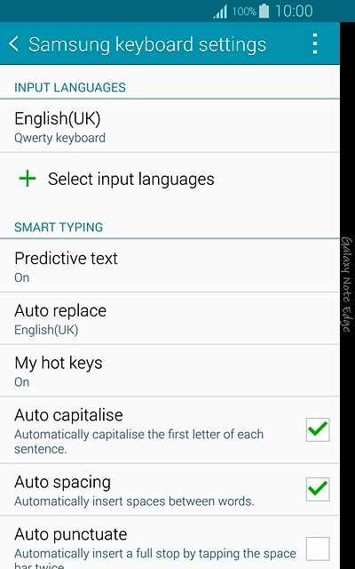 Press Select input languages.