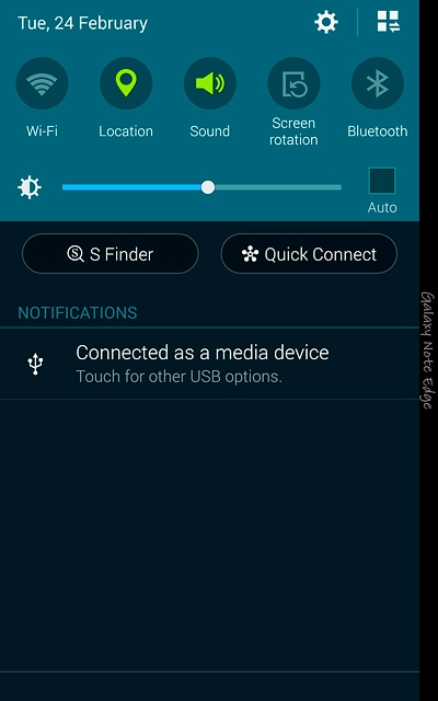 Slide your finger down the display starting from the top edge of your phone.Press Connected as a media device.