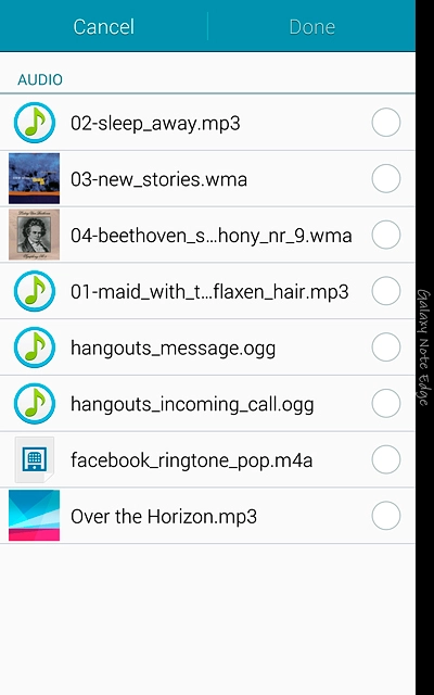 Press the required audio file.