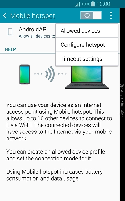 Press Configure hotspot.