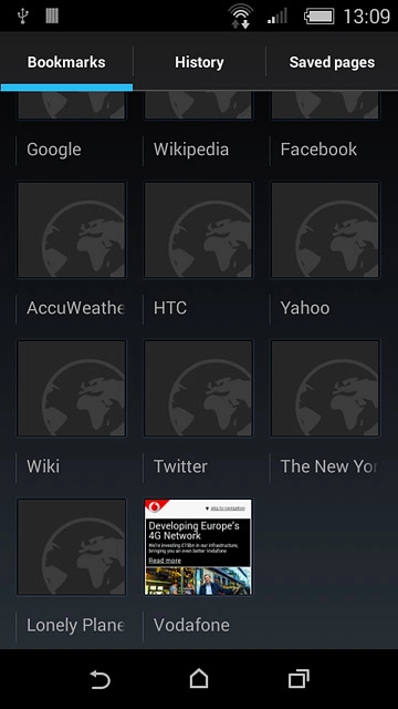 Press the required bookmark.