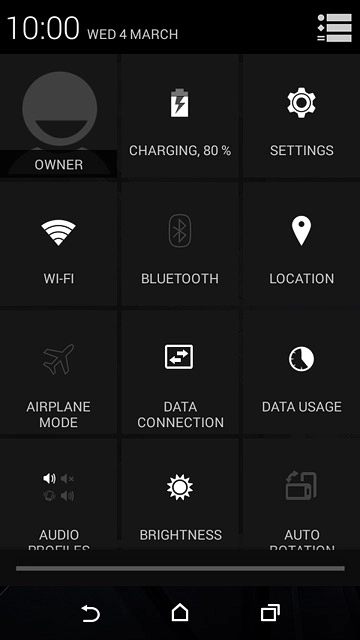 Slide two fingers down the display starting from the top edge of your phone.Press SETTINGS.